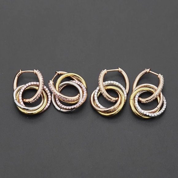 1pair Cartier all Color Gold Include Family Circles Hoop Earrings Mother’s Day - Picture 10 of 16
